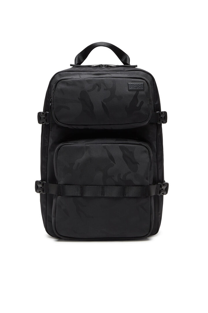 Diesel Men Dsrt Backpack - Utility Backpack In Printed Nylon - Black (P5757)