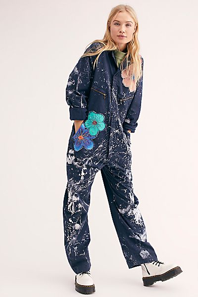 rialto jean project floral painted overalls