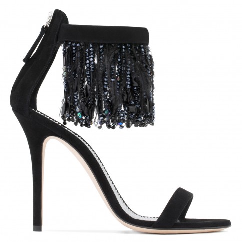 Giuseppe Zanotti Sandals BEAU Black Feathers Women's Shoes ...