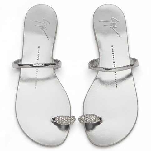 Giuseppe Zanotti Flat Sandals "Silver Ring"