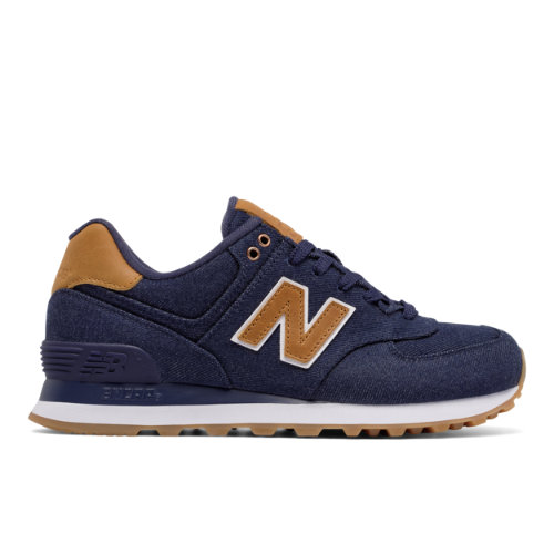 New Balance 574 15 Ounce Canvas Women's 574 Shoes - Navy / Brown ...