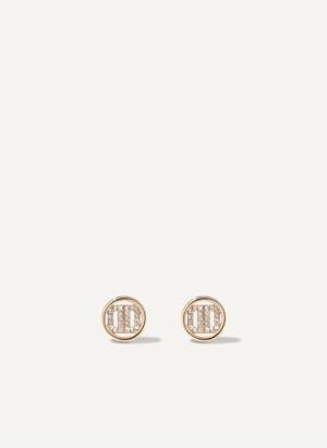 DKNY Women's Pave Dd Stud Earrings in Yellow
