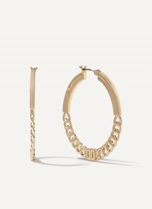 DKNY Women's Chain Link Hoop Earrings in Yellow