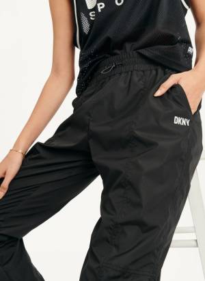 DKNY Women's Ruched Track Pant in Black