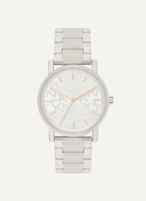 DKNY Women's Soho 34 Mm Watch in White / Rose Gold
