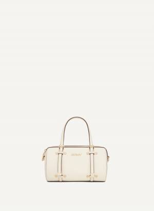 DKNY Women's Bo Mini Duffle Crossbody Bag in White / Gold