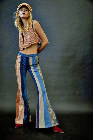 Free People Flare Jeans "Serena Patchwork" We The Free