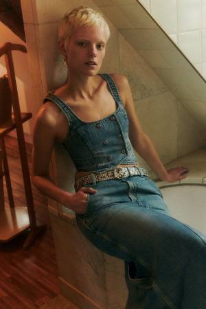 Miss Sixty Vintage Square Neck Slim Denim Vest