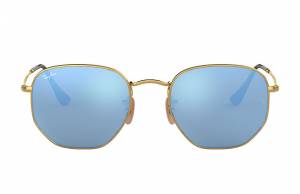Ray-Ban Hexagonal Flat Lenses Gold, Blue Lenses - RB3548N