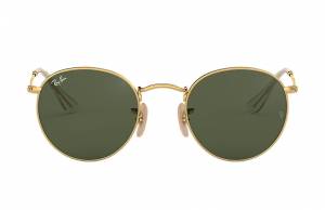 Ray-Ban Round Flat Lenses Gold, Green Lenses - RB3447N