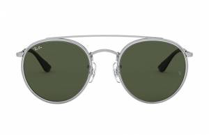 Ray-Ban Round Double Bridge @collection Silver, Green Lenses - RB3647N