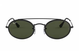 Ray-Ban Oval Double Bridge Black, Green Lenses - RB3847N