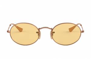 Ray-Ban Oval Washed Evolve Bronze-Copper, Yellow Lenses - RB3547N