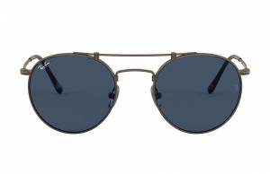 Ray-Ban Round Titanium Pewter, Blue Lenses - RB8147