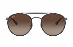 Ray-Ban Blaze Round Double Bridge Gunmetal, Brown Lenses - RB3614N