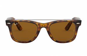 Ray-Ban Wayfarer Double Bridge Tortoise, Polarized Brown Lenses - RB4540