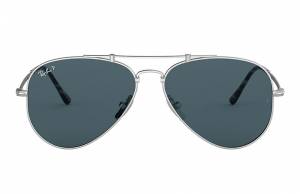Ray-Ban Aviator Titanium Silver, Polarized Blue Lenses - RB8125M