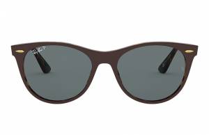Ray-Ban Wayfarer II @collection Brown, Polarized Blue Lenses - RB2185