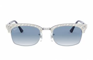 Ray-Ban Clubmaster Square Wrinkled Light Grey, Blue Lenses - RB3916