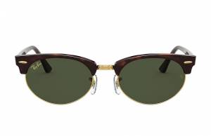 Ray-Ban Clubmaster Oval Legend Gold Mock Tortoise, Green Lenses - RB3946