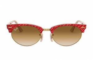 Ray-Ban Clubmaster Oval Wrinkled Red, Brown Lenses - RB3946