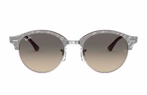 Ray-Ban Clubround Marble Wrinkled Light Grey, Gray Lenses - RB4246