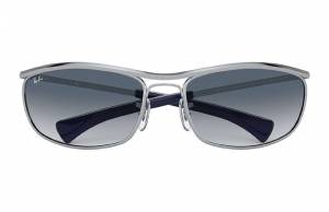 Ray-Ban Olympian I Deluxe Shiny Silver, Blue Lenses - RB3119M