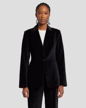 7 For All Mankind Velvet Blazer in Black