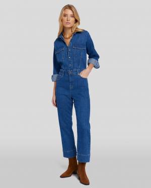 7 For All Mankind Left Hand Jumpsuit in Blue Soul