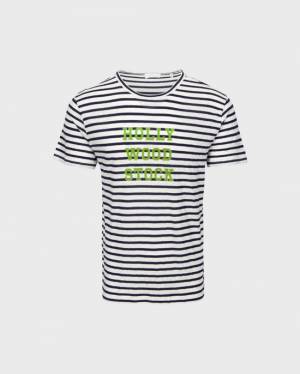 7 For All Mankind Hollywoodstock Graphic T-Shirt in Navy & White Stripe