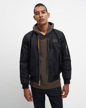 7 For All Mankind Reversible Bomber Jacket In Black/Amber