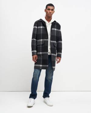 7 For All Mankind Reversible Overcoat In Black