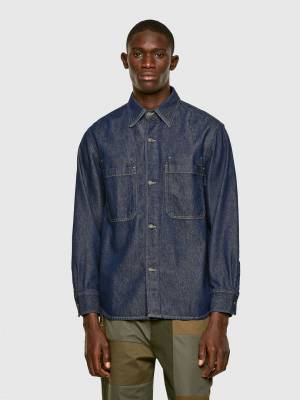 Diesel Men Shirt In Rinse-Wash Denim - Blue (0GBAN)