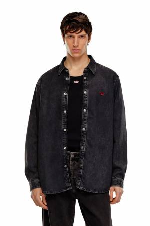 Diesel Men Shirt In Tencel Denim - Black (068KE)