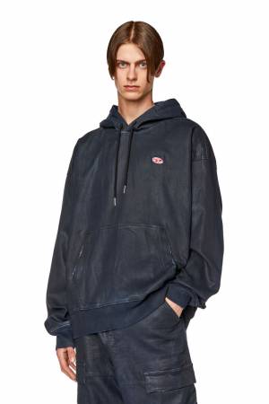 Diesel Men Monogram Hoodie In Track Denim - Blue (09H05)