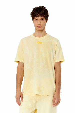 Diesel Men T-Shirt With Whitened Treatment - Yellow (0CJAA)