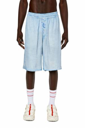 Diesel Men Shorts With Trompe L'oeil Print - Blue (0DMAH)