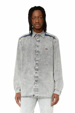 Diesel Men Denim Shirt With Contrast Inserts - Grey (068DK)