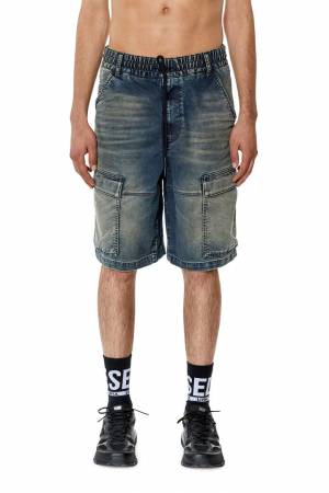 Diesel Men Cargo Shorts In Jogg Jeans - Blue (068DS)