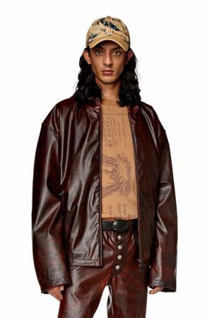 Diesel Men Jacket In Coated Technical Fabric - Red (0LHAM)