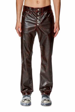 Diesel Men Pants In Coated Technical Fabric - Red (0LHAM)