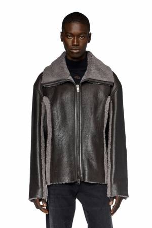 Diesel Men Oversized Shearling Jacket - Brown (0WFAS)