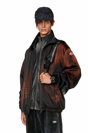 Diesel Men Jacket In Solarised Satin - Black (0BIAY)