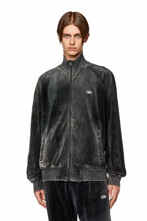 Diesel Men Chenille Track Jacket With Mock Neck - Black (0BVFS)
