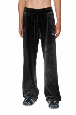 Diesel Men Chenille Track Pants With Side Bands - Black (0BVFS)