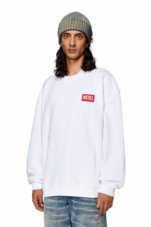 Diesel Men Oversized Sweatshirt With Logo Patch - White (0ILAC)