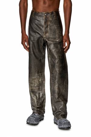 Diesel Men Pants In Coated Leather - Black (0CNAL)
