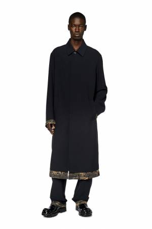 Diesel Men Wool-Blend Coat With Distressed Trims - Black (0GGAB)