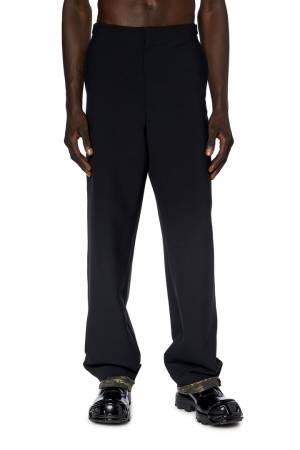 Diesel Men Wool Pants With Treated Jersey Trims - Black (0GGAB)