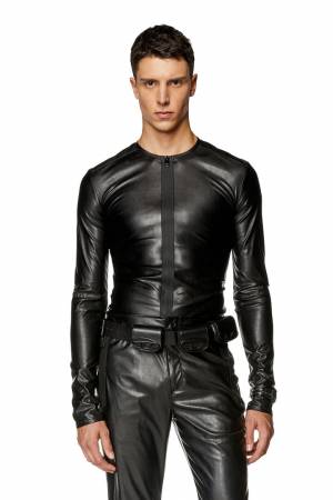 Diesel Men Second-Skin Patent Zip Top - Black (0KKAY)